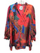 Alden Adair Size XS Orange, Blue, Green Polyester Long Pleated Sleeve Dress Orange, Blue, Green / XS