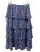 Cleobella Size S Blue, Brown, White Cotton Elastic Waistband Tiered Midi Skirt Blue, Brown, White / S
