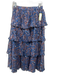 Cleobella Size S Blue, Brown, White Cotton Elastic Waistband Tiered Midi Skirt Blue, Brown, White / S