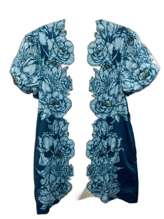 Mestiza New York Size S Blue, Light Blue & White Cotton Blend Mock Neck Dress Blue, Light Blue & White / S