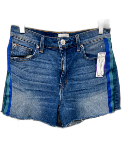 Hudson Size 27 Mid Wash Cotton Blend Side color block Button & Zip Front Shorts Mid Wash / 27