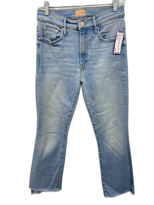 Mother Size 27 Light Wash Denim Button & Zip Flare Raw Hem Pockets Jeans Light Wash / 27