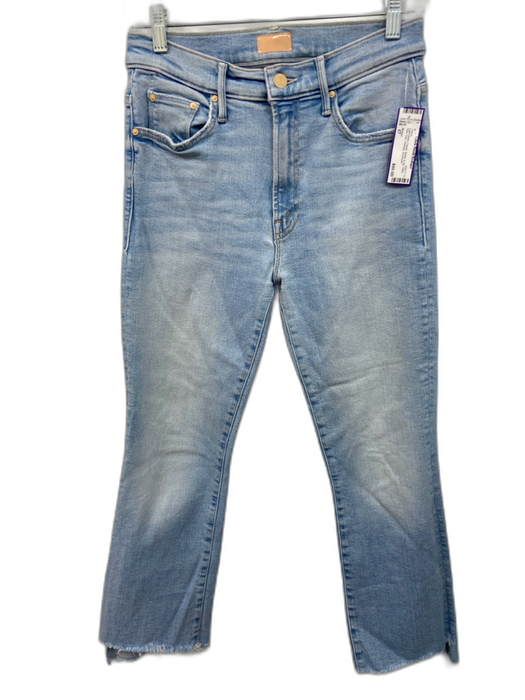 Mother Size 27 Light Wash Denim Button & Zip Flare Raw Hem Pockets Jeans Light Wash / 27