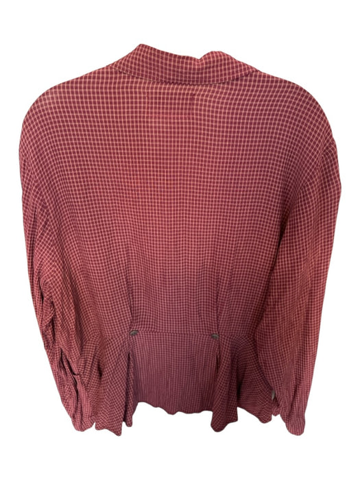 Flax Size M Maroon & Tan Rayon Blend Long Sleeve Grid Button Down Top Maroon & Tan / M