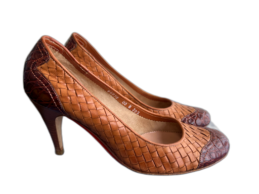 Satomi Shoe Size 38.5 Brown Woven High Heel Almond Toe Round Almond Toe Shoes Brown / 38.5