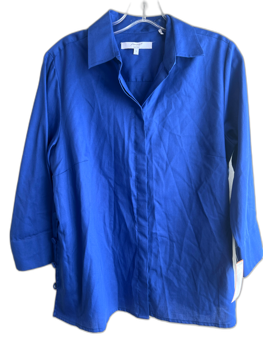 Foxcroft Size Small Royal Blue No Fabric Tag Collared Long Sleeve Top Royal Blue / Small