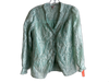 Esqualo Size 6 Lime Green Polyester Lined Long Sleeve Textured Button Down Top Lime Green / 6