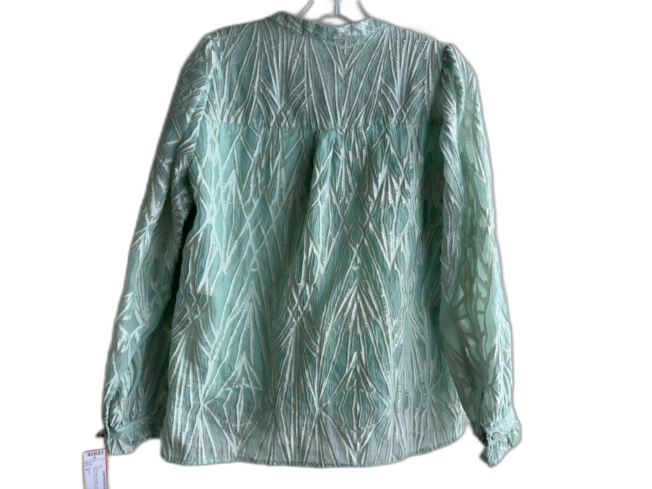 Esqualo Size 6 Lime Green Polyester Lined Long Sleeve Textured Button Down Top Lime Green / 6