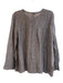 Eileen Fisher Size L Brown & Gray Linen Round Neck Button Up Long Sleeve Top Brown & Gray / L