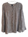 Eileen Fisher Size L Brown & Gray Linen Round Neck Button Up Long Sleeve Top Brown & Gray / L
