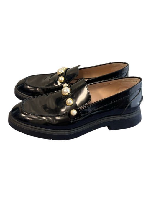 Stuart Weitzman Shoe Size 9.5 Black Leather Almond Toe Pearl Detail Loafer Shoes Black / 9.5