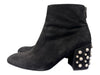 Stuart Weitzman Shoe Size 8.5 Black Suede Pearl Detail Back Zip Booties Black / 8.5