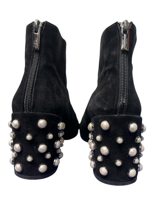 Stuart Weitzman Shoe Size 8.5 Black Suede Pearl Detail Back Zip Booties Black / 8.5