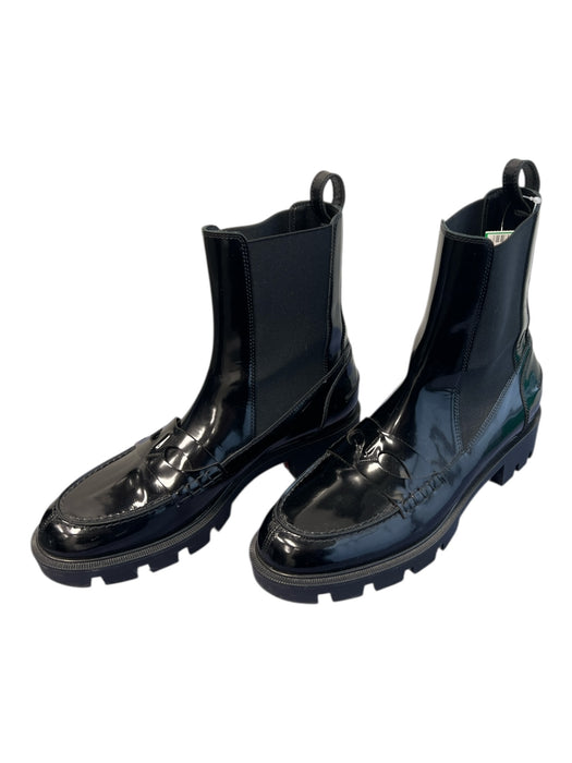 Christian Louboutin Shoe Size 40 Black Patent Leather Stretch Panel Booties Black / 40