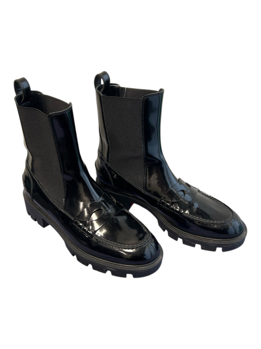 Christian Louboutin Shoe Size 40 Black Patent Leather Stretch Panel Booties Black / 40