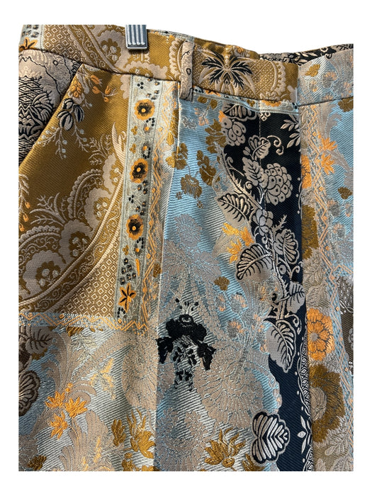 Etro Size 48 Gold & Multi Polyester Blend Side Pockets Zip Fly Pants Gold & Multi / 48