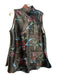 Giorgio Armani Size 50 Black & Multi Linen Blend Abstract Floral High Neck Top Black & Multi / 50