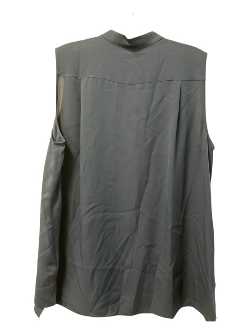 Lafayette 148 Size Large Blue Silk Sleeveless Pintuck Detail Half Button Top Blue / Large