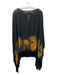Etro Black & Yellow Silk Fringe Detail Sunflowers Poncho Black & Yellow / One Size