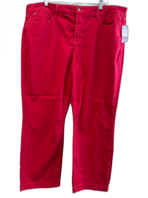 NYDJ Size 18W Red Cotton Stretch 5 Pocket Zipper Fly Ankle Jeans Red / 18W