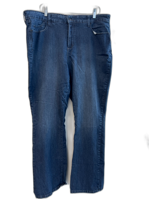 NYDJ Size 20 Blue Cotton Blend Denim 5 Pocket Zipper Fly Wide Leg Jeans Blue / 20