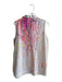 Lafayette 148 Size Est L White & Multi Cotton Blend Sleeveless Collared Top White & Multi / Est L