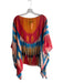 Etro Size One Size Red Multi Silk Arm Holes Semi Sheer Aztec Poncho Top Red Multi / One Size