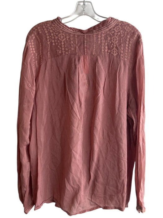 Johnny Was Size XL Mauve Rayon Long Sleeve V Neck Embroidered Top Mauve / XL