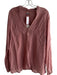 Johnny Was Size XL Mauve Rayon Long Sleeve V Neck Embroidered Top Mauve / XL