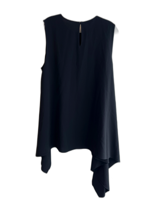 Lafayette 148 Size Large Black Acetate Blend Round Neck Asymetric Tunic Top Black / Large