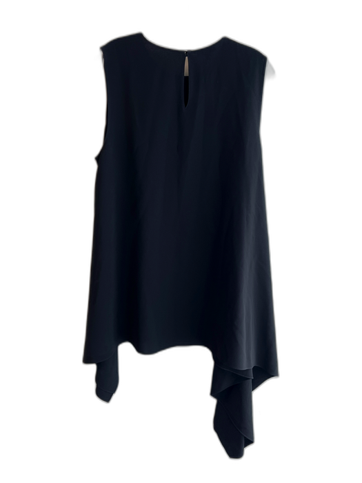 Lafayette 148 Size Large Black Acetate Blend Round Neck Asymetric Tunic Top Black / Large