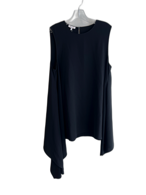 Lafayette 148 Size Large Black Acetate Blend Round Neck Asymetric Tunic Top Black / Large