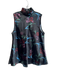 Giorgio Armani Size 50 Black & Multi Silk & Linen High Neck Sleeveless Tunic Top Black & Multi / 50