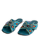 Prada Shoe Size 39.5 Teal & Multi Leather Rhinestone Criss Cross Flat Shoes Teal & Multi / 39.5