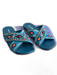 Prada Shoe Size 39.5 Teal & Multi Leather Rhinestone Criss Cross Flat Shoes Teal & Multi / 39.5