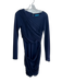 Alice & Olivia Size 0 Navy Acetate Blend Wide Neck Long Sleeve Back Zip Dress Navy / 0