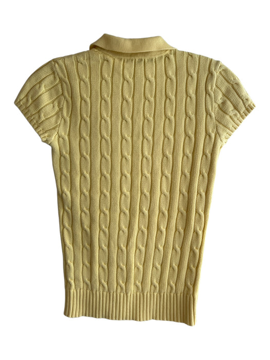 Ralph Lauren Size S Yellow 100% Cotton Cable Knit Cap Sleeve Collared Top Yellow / S