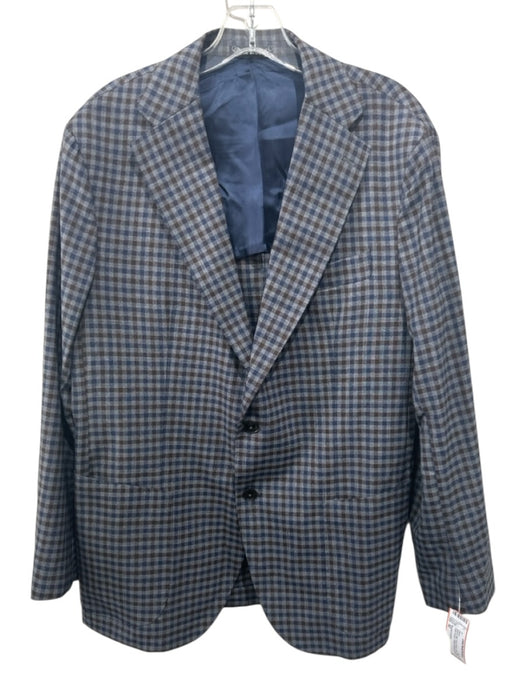 Sartoria Condotti Made in Italy Gray & Brown Wool Plaid Patch Pocket Blazer Gray & Brown / 52