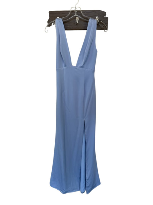 NBD Size S Periwinkle Polyester Sleeveless V Neck High Slit Gown Periwinkle / S