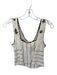 Free People Size XS Cream & Black Cotton Knit Embroidered Flowers Sleeveless Top Cream & Black / XS