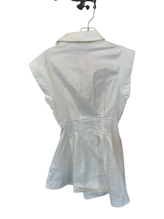 Baby Pink Size S White Cotton Cap Sleeve Front Zip Collar Dress White / S