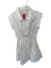 Baby Pink Size S White Cotton Cap Sleeve Front Zip Collar Dress White / S