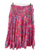 Lilly Pulitzer Size M Pink, Blue, Multi Polyester Smocked Waist Band Midi Skirt Pink, Blue, Multi / M