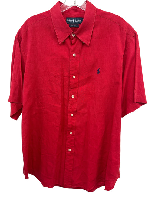 Ralph Lauren Size XL Red Linen Solid Button up Men's Short Sleeve Red / XL