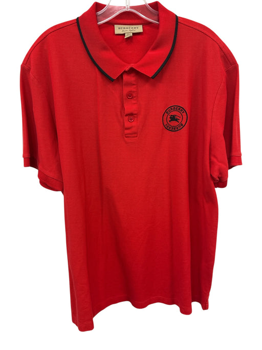 Burberry London Size XL Red Cotton Solid Polo Men's Short Sleeve Red / XL