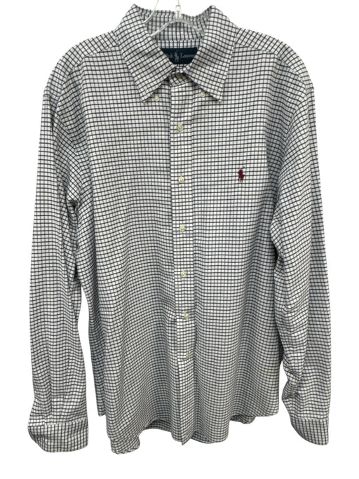 Ralph Lauren Size L White & Blue Cotton Plaid Button Down Long Sleeve Shirt White & Blue / L