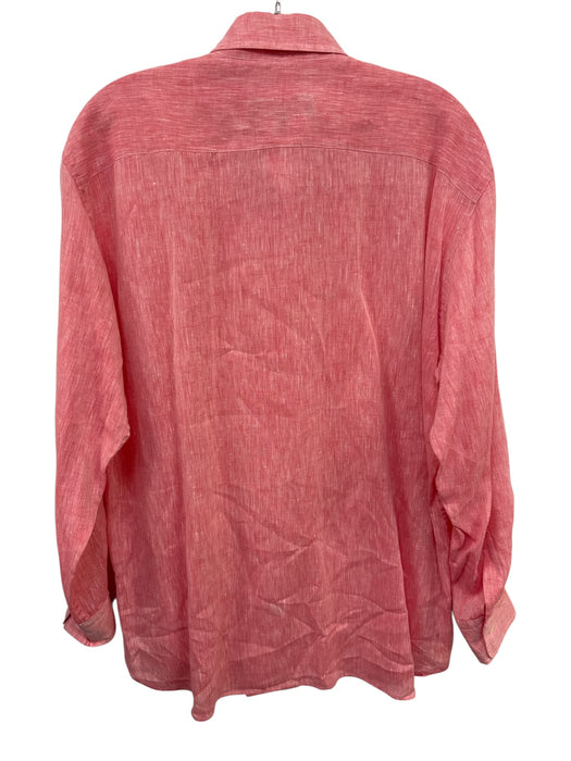 Salvatore Ferragamo Size L Pink Linen Solid Button Down Men's Long Sleeve Shirt Pink / L