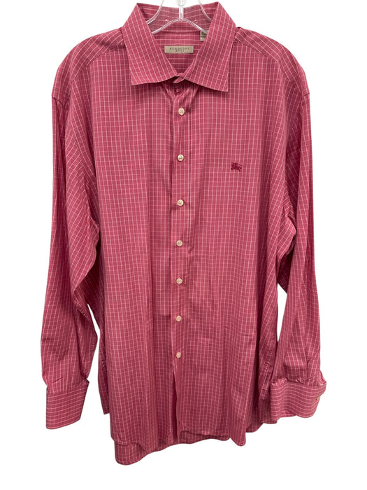 Burberry Brit Size XXL Pink & White Cotton Plaid Button Down Long Sleeve Shirt Pink & White / XXL