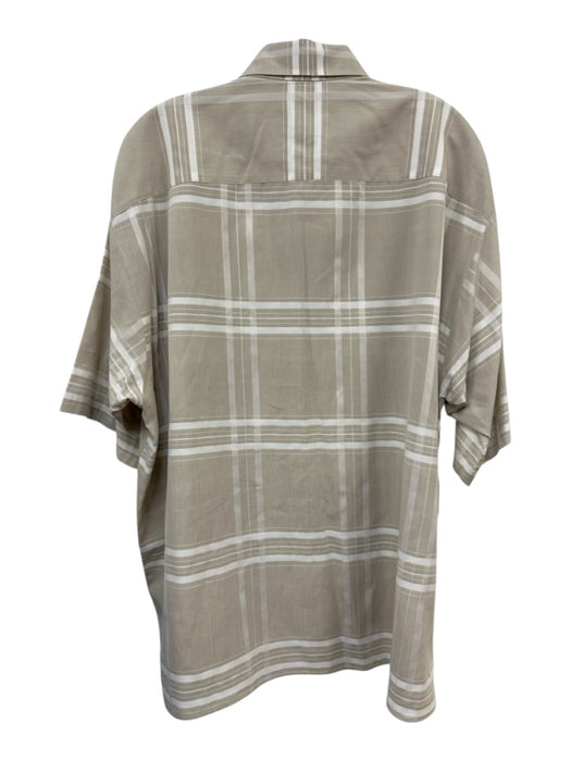 Burberry London Size L Beige & White Cotton Plaid Polo Men's Short Sleeve Beige & White / L