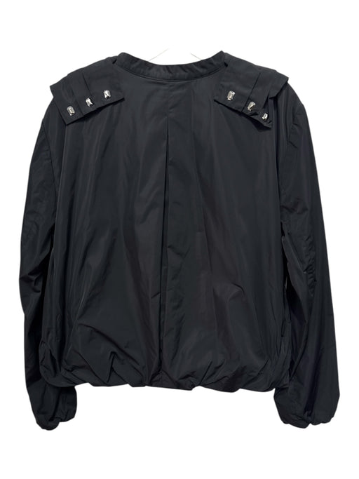 Escada Sport Size 46 Black Polyester Pleated Ruffle Neck Full ZIp Bomber Jacket Black / 46